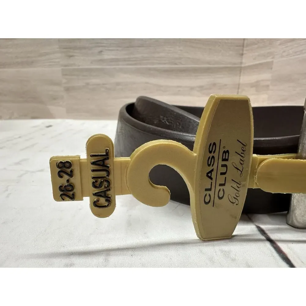 Class Club Boy’s Brown Cowhide Leather Dress Belt Size 26 28 Casual